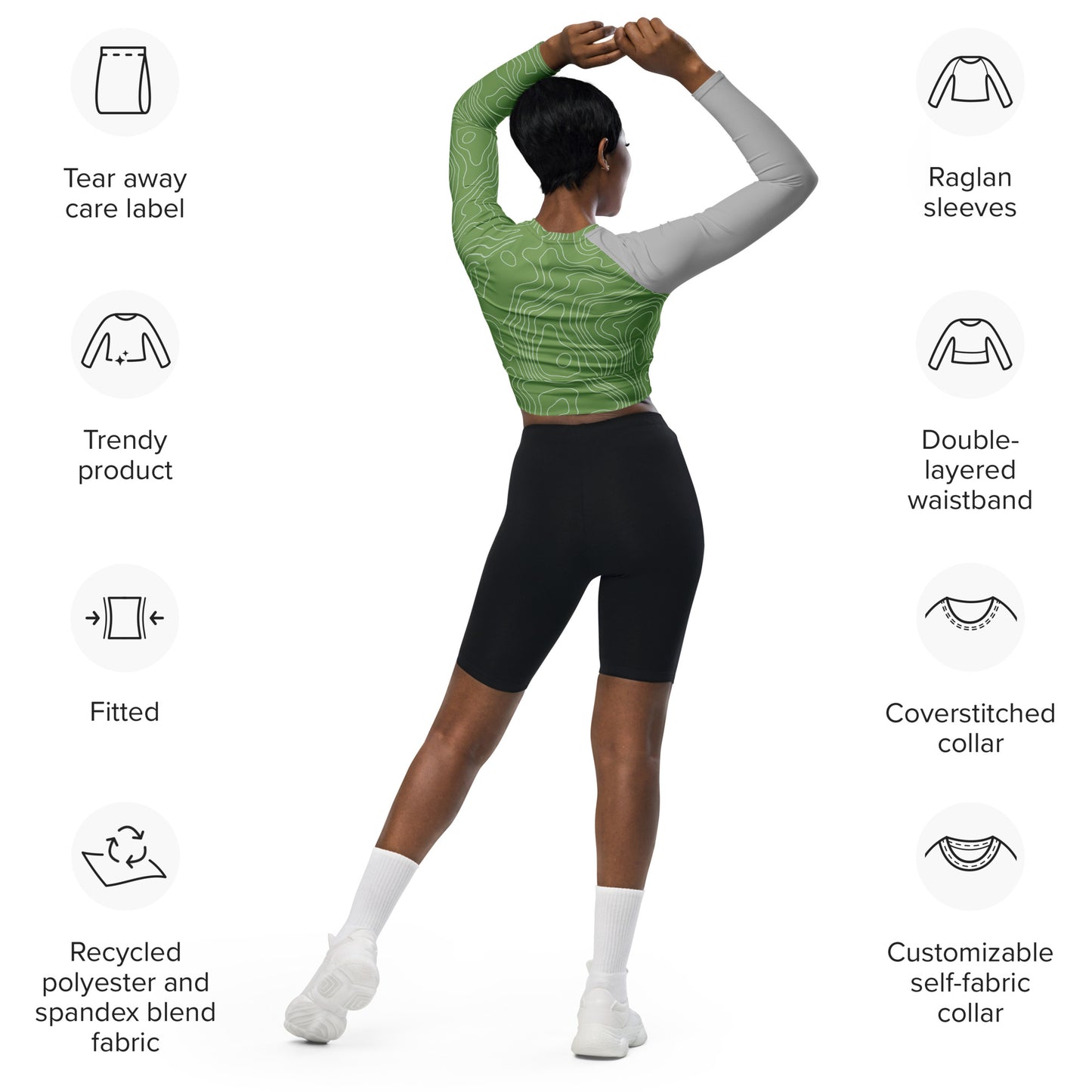 Topographical Recycled long-sleeve crop top